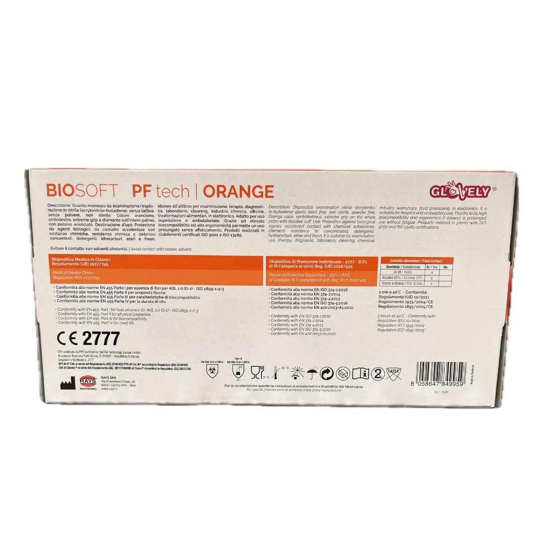 Guanto Nitrile Biosoft Arancio