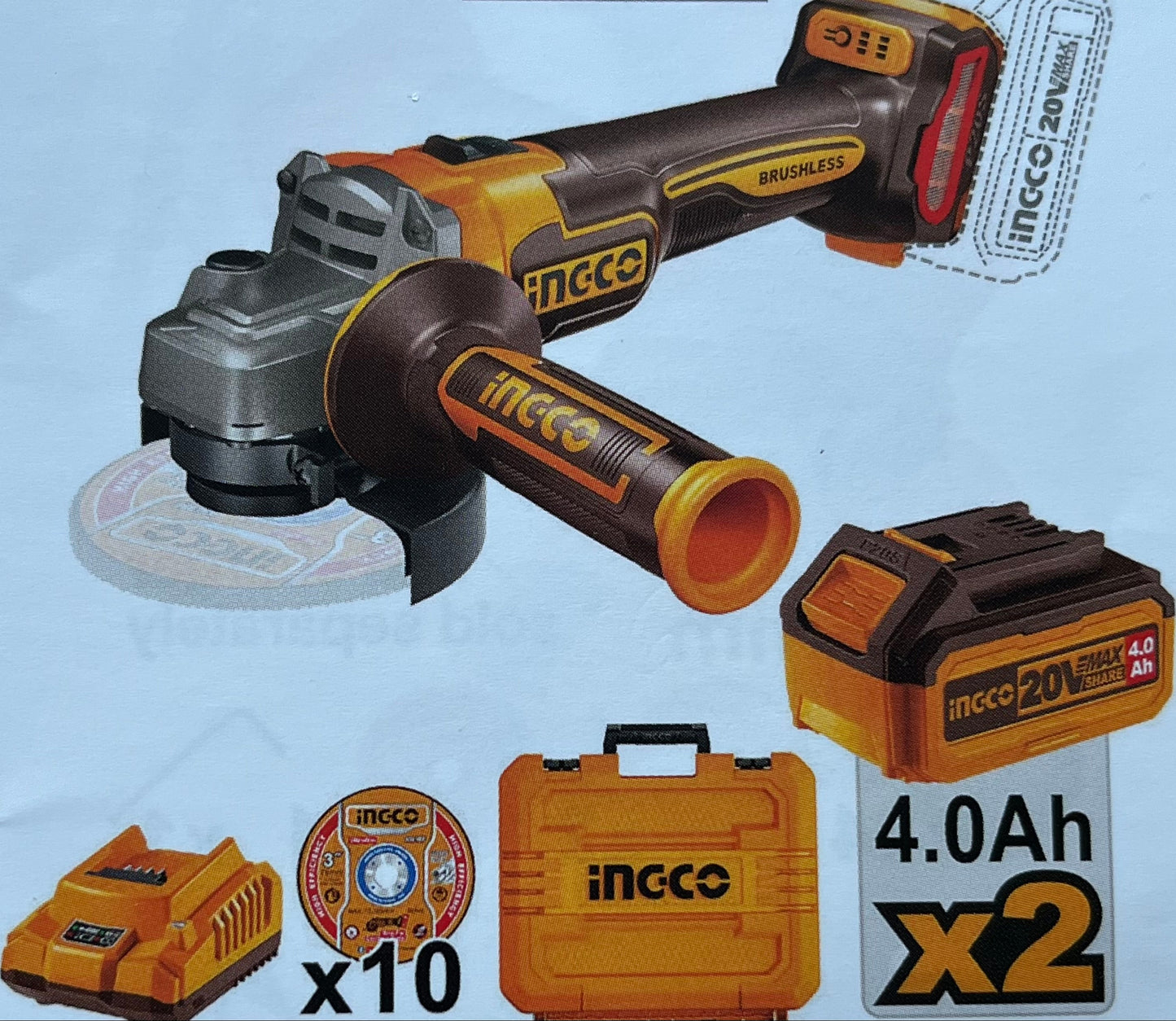 Smerigliatrice angolare a batteria ingco 20V CAGLI2011582