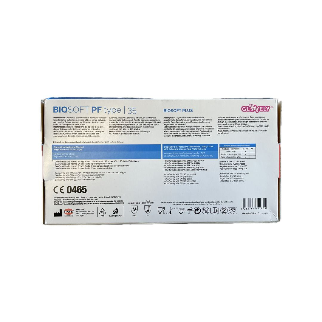 Guanto Nitrile Biosoft Azzurro