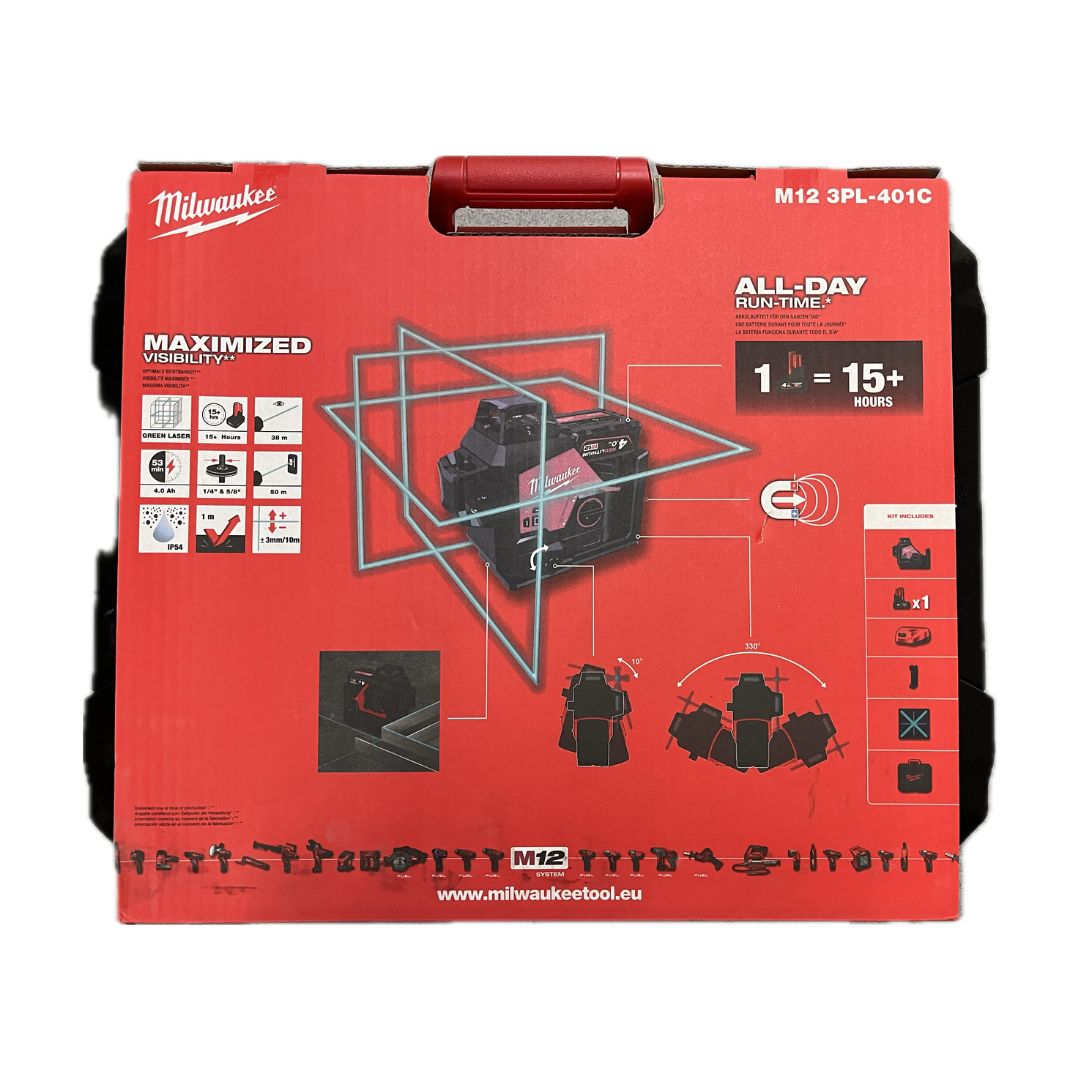 Livella laser verde M12 Milwaukee 3PL-401C