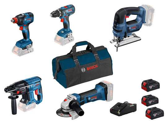 Kit 5 utensili Bosch Professional + 3 batterie e 1 caricabatterie